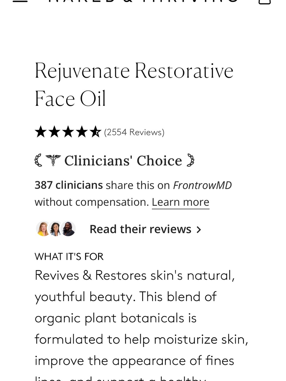 Rejuvenate Face Oil -Facial Treatment Naked & Thriving - Picture 6 of 6